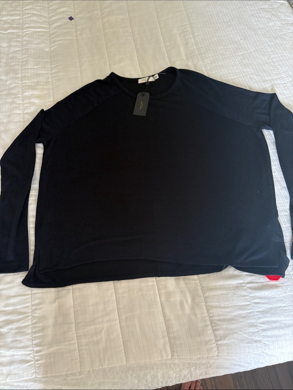 rag & bone Black Lightweight Crewneck Pullover